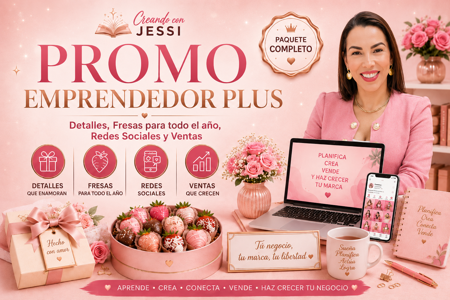 Promo Emprendedor Plus - Detalles, Fresas para todo el año, Redes Sociales y Ventas